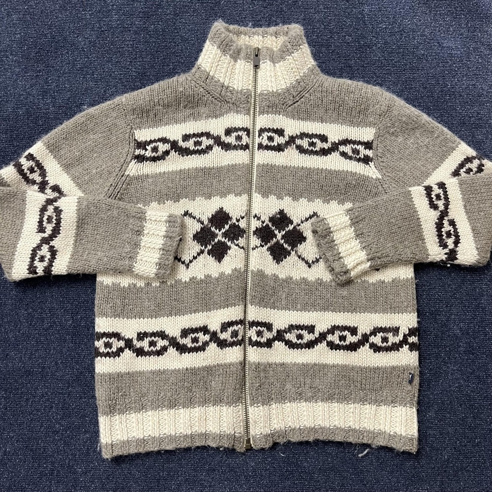 American Eagle Outfitters Sweater Mens XL Gray Handknit Zip Up Nordic Cardigan - Picture 1 of 5